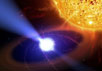 Белый карлик в системе AE Aquarii - первая известная нам звезда подобного типа, ведущая себя как пульсар. Фантазия художника. Иллюстрация Casey Reed с сайта GSFC